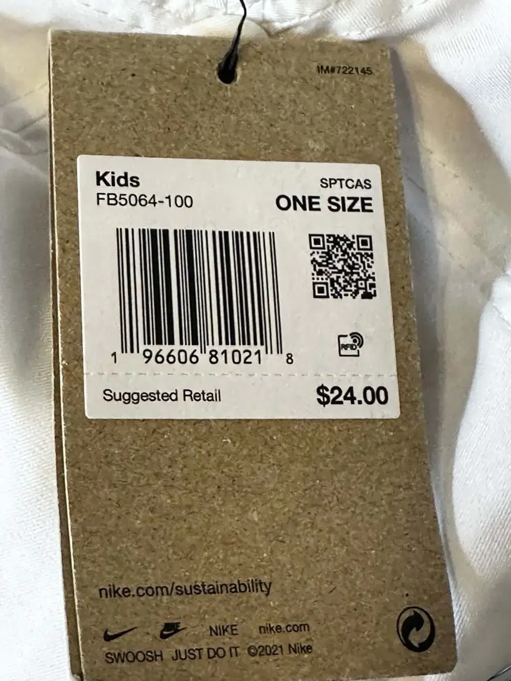 Nike Kids Dri-FIT Club Cap White with Metallic Silver Swoosh - Picture 5 of 8